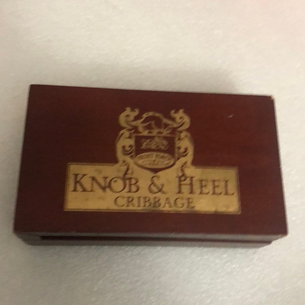 Vtg Knob & Heel Cribbage -card game wooden box